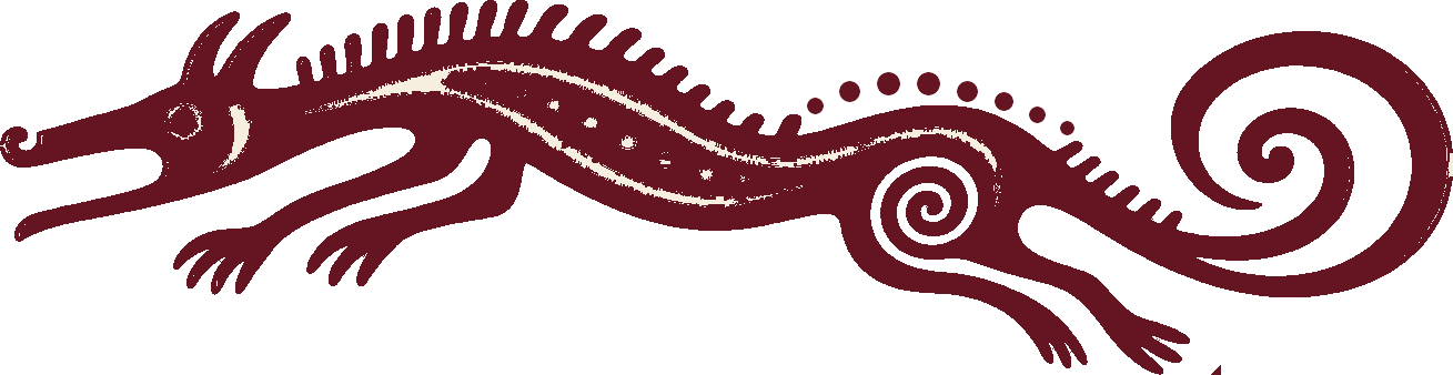 Ein langgestrecktes ornamentales Geisttier